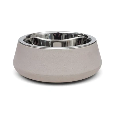 Image of Zoon FloorGrip Bamboo &amp; Stainless Steel Dog Bowl Stone Small 17cm