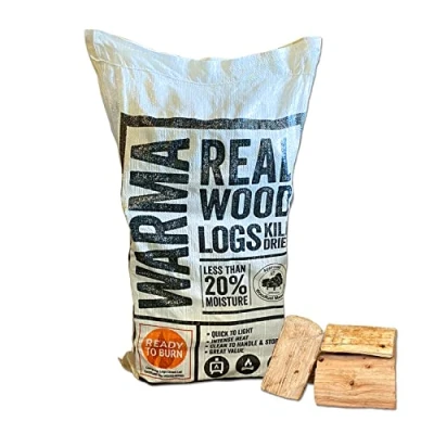 Image of Large Bag Kiln Dried Real Wood Logs Mixed Premium Softwood Sustainably Sourced Ready to Burn &amp; Moisture Content Below 20% Suitable for Fire Pits Open Fires Burning Stoves Oven Burners