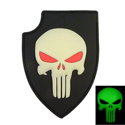 Image of 2AFTER1 GITD PVC 3D Rubber Punisher Skull USA Sealteam DEVGRU Glow Dark Hook and Loop Patch