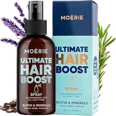 Image of Moerie Ultimate Mineral Hair Growth Spray For Longer, Thicker, Fuller with Biotin &amp; Caffeine Vegan Products Paraben Free All Types Reverse Loss 1 month supply