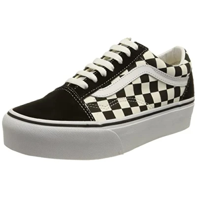 Image of Vans UA OLD Skool Platform Trainers, Women&#039;s, Size: 3.5, Black/white Leather and textile