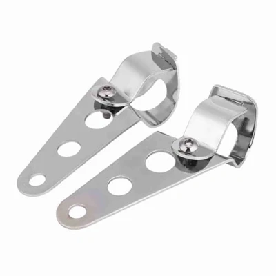 Image of Motorcycle Fork clamp mount= KIMISS 2pcs Stainless Steel Adjustable Headlight Mount Brackets Racer 28mm 34mm (Silver)
