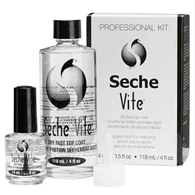 Image of Seche Vite Dry Fast Top Coat Professional Refill Kit Clear Nail Polish Strengthening for Long Lasting Polish, Durable Chip Resistant Nails 14 ml &amp; 118