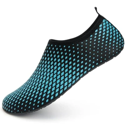 Image of Barefoot Water Shoes Aqua Spotrs Socks Quick Dry Beach Swim Snorkeling Surf Diving Pool Yoga for Mens Womens (26 Black Blue, 12.5/13UK)