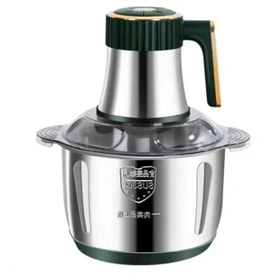 Image of Electric Meat Grinder, 500W Food Chopper with 5L Stainless Steel Bowl, 5 Speed Control, Push Button Mincer Processor 6 Blades, for Vegetable Fruit Garlic (Color : Green)