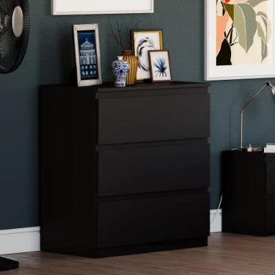 Image of Vida Designs Denver Drawer Chests (Black, 3 Drawer)