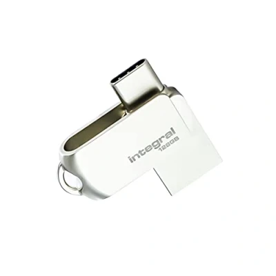 Image of Integral 128GB 360 Dual USB 3.2 Gen 1 Type C &amp; A Flash Drive with Solid Metal Casing, Fast Transfer Speeds and Simply Plug Play