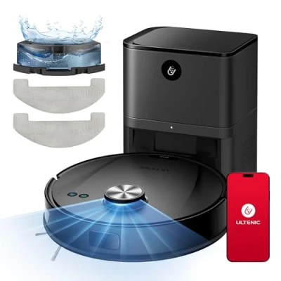 Image of Ultenic T10 Lite Robot Vacuum Cleaner with Mop 5000Pa, 15min Lidar Quick Mapping, Self Charging &amp; Emptying, Allergy Friendly, Carpet Auto boost,Siri/Alexa/APP Remote Control Hoover for Floors Pet Hair