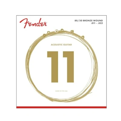 Image of Fender 80/20 Bronze Acoustic Strings, Ball End, 70CL .011 .052 Gauges, (6)
