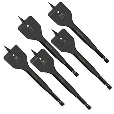 Image of 5 x SabreCut SCRIW34_5 34mm 152mm Impact Rated Flat Wood Spade Bits Compatible with Bosch Dewalt Makita Milwaukee and Many Others