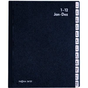 Image of Pagna Desk Organiser 1 12/Jan Dec Expanding File Hard Cardboard 24121 Black