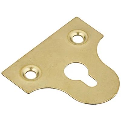 Image of Merriway BH02758 (10 Pcs) Slotted Glass Mirror Picture Hanging Plate, 50 mm (2 Inch), Brass Plated Pack of 10 Pieces