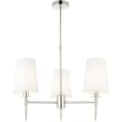 Image of Florence Multi Arm Shade Pendant Ceiling Lamp, Bright Nickel Plate, Vintage White Fabric