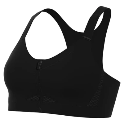 Image of Nike Dri FIT Alpha Zip Bra for Women Size S AC, Black, Moisture Wicking Running Support