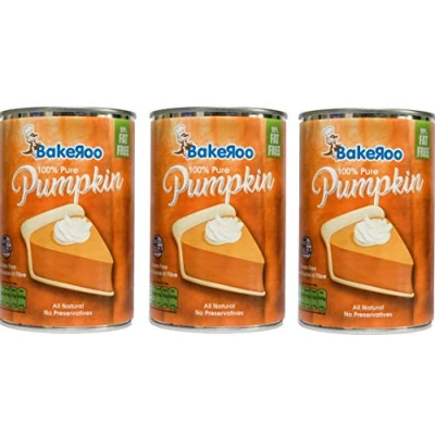 Image of (Pack of 3) Bakeroo Tinned Pumpkin Puree (Pumpkin Pie Filling), 100% Natural 425g