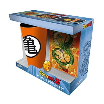 Image of ABYstyle Dragon Ball 400ml Glass &amp; A6 Notebook Metal Pin Badge Gift Set