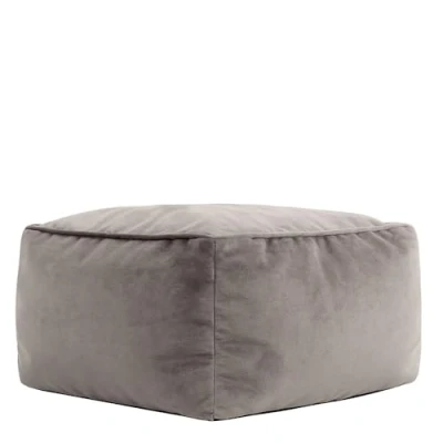 Image of icon Amara Velvet Bean Bag Pouffe, Charcoal Grey, Living Room Bedroom Footstool Bags