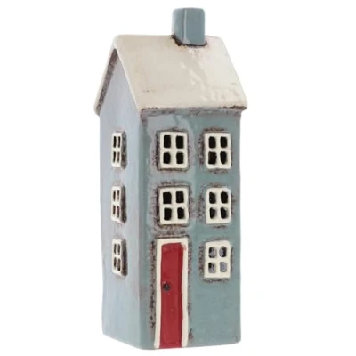 Image of Shudehill Giftware Village Pottery House Mini Tealight Grey