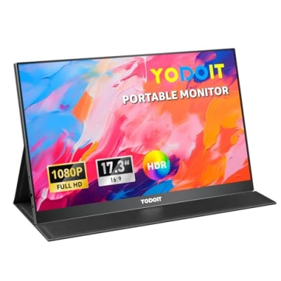 Image of Yodoit Portable Monitor 17.3&quot; 100% SRGB 1920x1080 FHD Screen IPS Display with USB Type C Built in Speakers Eye Care for PC, Laptop, MacBook, Xbox, PS 3/4/5, Switch