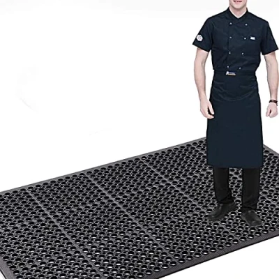 Image of BWKJMY Commercial Rubber Floor Mat, 90 x 210cm Outdoor Entrance Mats, Anti Fatigue Drainage Matting Heavy Duty Non Slip Mats for Industrial Kitchen Restaurant Bathroom Use