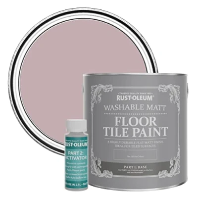 Image of Rust Oleum Pink Washable Matt Floor Tile Paint Little Light 2.5L