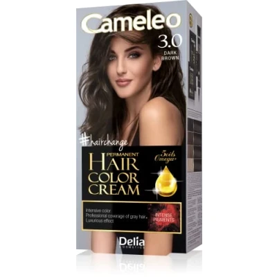 Image of Cameleo Permanent Hair Colour Cream Dark Brown Intensive Color &amp; Protection 5 Oils + Omega Plus Acids Professional, Luxurious Dye Full Kit