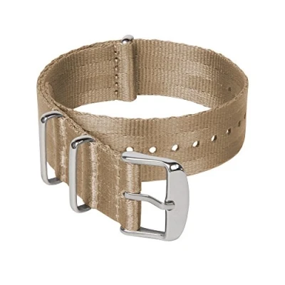 Image of Archer Watch Straps Seat Belt Weaved Nylon Premium Quality NATO (Khaki, Stainless, 20mm)