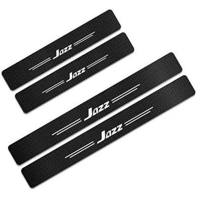 Image of 4 pcs Car Carbon Fiber Door Sill Protector for Honda Jazz, Welcome Pedal Scuff Guard Non Slip Auto Styling Decoration Accessory