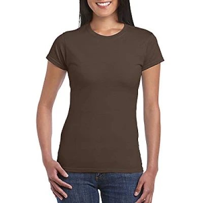 Image of Gildan Women&#039;s T Shirt Brown Large