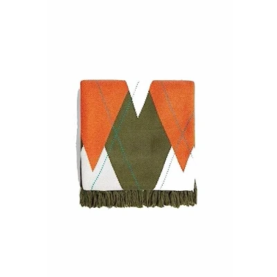 Image of Ted Baker LONDON HIGHAM ORANGE KNITTED ARGYLE SCARF