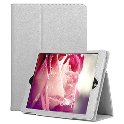 Image of Leather Flip Stand Folio Case Plain Cover for Apple iPad Air 2nd Generation A1566 A1567 (Silver)