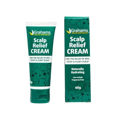 Image of Grahams Natural Scalp Relief Cream Relieve Dry, Itchy &amp; Flaky Scalps for Psoriasis, Dandruff Seborrheic Dermatitis Moisturiser with Manuka Honey, Calendula, Jojoba Seed Oil (1 x 60g)
