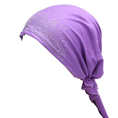 Image of Gemini_mall® Women&#039;s Scarf Pre Tied Chemo Hat Beanie Turban Headwear for Cancer Patients (Purple)
