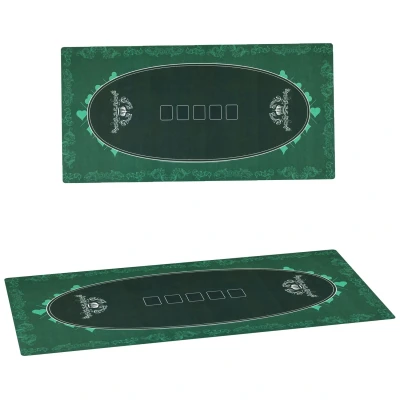 Image of SPORTNOW 239.3 x 115.5 cm Professional Texas Hold&#039;em Poker Mat 12 Player Water Resistant Table Top Rubber with Felt Surface Carry Bag, Green