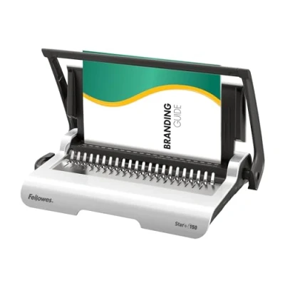 Image of Fellowes Binding Machine for Personal Use Star+ 21 Hole, 150 Sheet Manual Paper Punch Comb Binder Ideal White/Grey