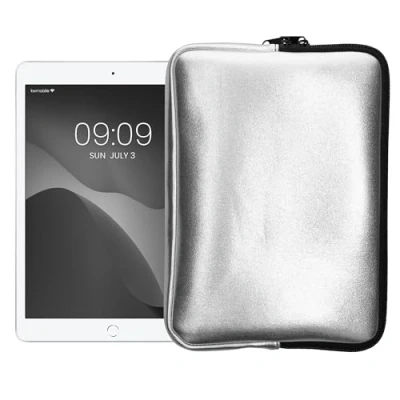 Image of kwmobile Neoprene Pouch Compatible with 9,7&quot; 11&quot; Tablet Universal Sleeve Case Cover Zipper for Silver