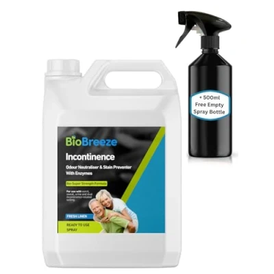 Image of BioBreeze Incontinence Odour &amp; Stain Preventer Spray With Bio Enzymes Human Urine/Soiling Cleaner For Elderly Care Enzymatic Formula Super Strength Fresh Linen 2L