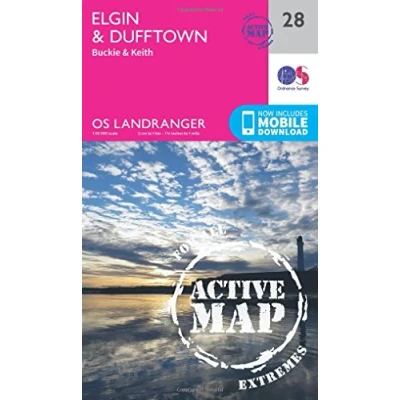 Image of Landranger Active 28 Elgin, Dufftown, Buckie &amp; Keith Map With Digital Version