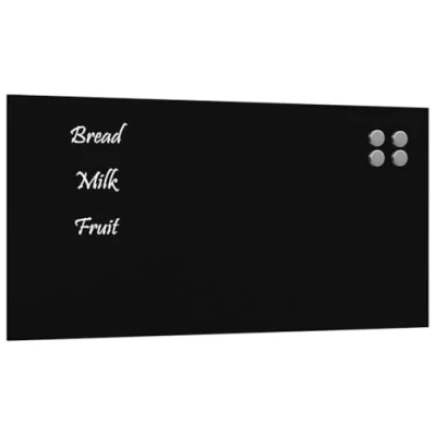 Image of vidaxl Wall Mounted Magnetic Board Black Tempered Glass Dry Erase 80x40 cm Office/School/Home
