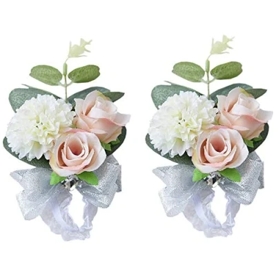 Image of Shiwaki 2pcs Wedding Supplies Decoration Girl Bridesmaid Wrist Flowers Prom Party Gifts (Pink)
