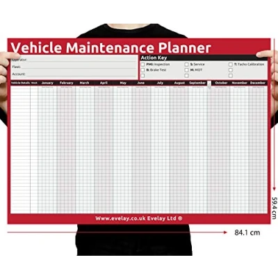 Image of Evelay A1 Wall Planner HGV PSV MOT Vehicle Maintenance Size Plannings rolled or folded (84.1x 59.4cm) Un Dated (A1 folded)