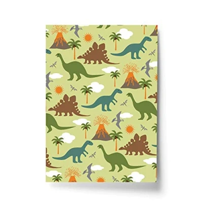 Image of RED OCEAN Boys Bedroom Dinosaur Prints Dinoasaur Wall Art Nursery Accessories For Decor (A4 Print Only Pattern Green)