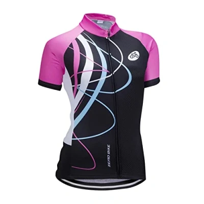 Image of ZEROBIKE Women&#039;s Short Sleeve Breathable Cycling Jersey, Quick Dry Biking Shirt Cycle Tops Racing Bicycle Clothes, 0026, XL