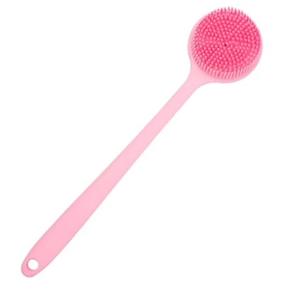 Image of DNC Silicone Back Scrubber for Shower Soft Bath Body Brush with Long Handle (Pink)