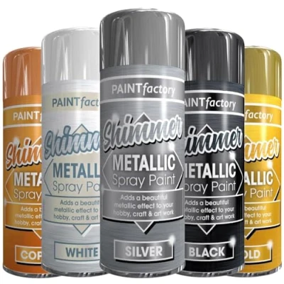 Image of AlezyB 1 x Metallic Bright Silver Spray Paint 200ml Multi Purpose Aerosol Use for Metal and Wooden Furniture, Ornaments, Decorative Items Much More Interior &amp; Exterior