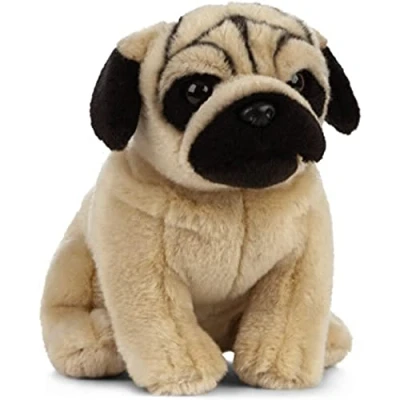 Image of Living Nature Pug, Realistic Soft Cuddly Dog Toy, Naturli Eco Friendly Plush, 19cm