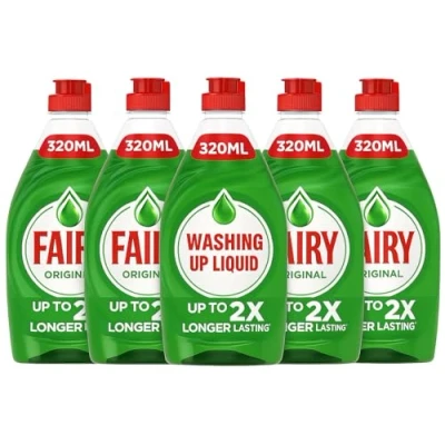 Image of Fairy Original Washing Up Liquid Green with LiftAction 5 x 320ml bottles