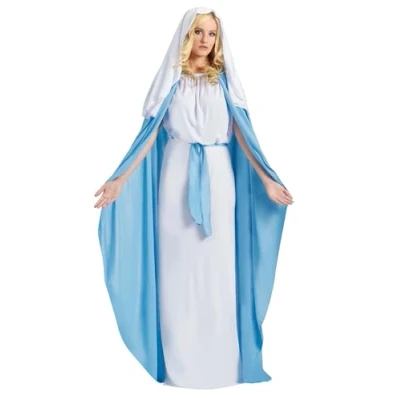 Image of Fun World 110814 Women&#039;s Adult Mary Costume Religious, Solid, White/Blue, One Size