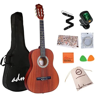 Image of ADM 3/4 Size Kids Classical Guitar, Children Spanish Guitar Beginner Pack, Junior Acoustic Starter Kit with Complete Accessories, Unique Christmas Gifts (36 Inches, Nylon Strings)