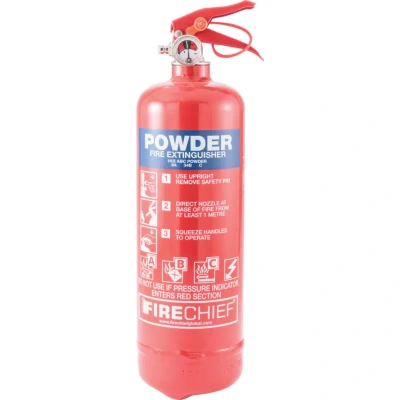 Image of Firechief 1kg Powder Fire Extinguisher Red Home and Kitchen, Garden, Car, Caravan Multi Purpose Supplied with Bracket